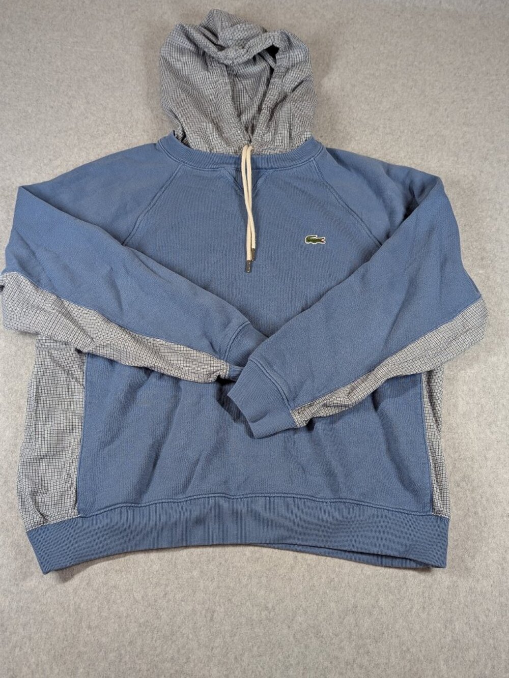 Lacoste Hoodie Men's 4 Medium Blue Gray Long Sleeve Pullover Drawstring